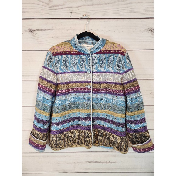 Diane Gilman Women's Multicolor Paisley Long Sleeve Button Front Jacket Size L - Picture 1 of 5